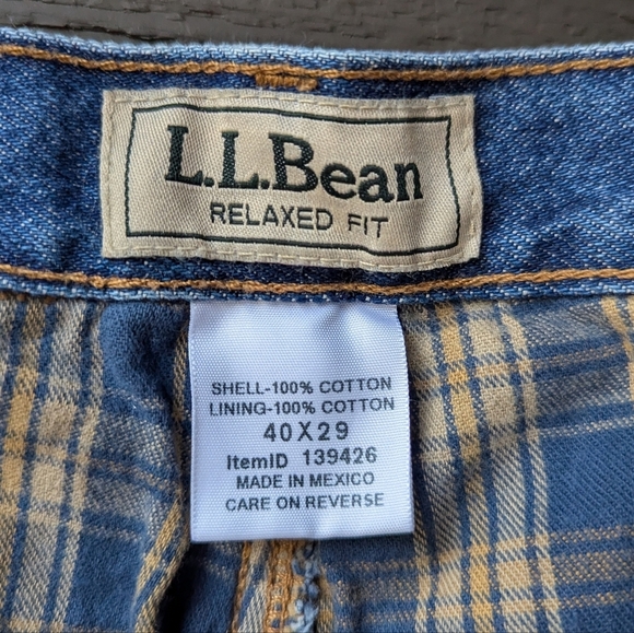 NWT L.L. Bean Men's Double L Jeans, Relaxed Fit, Flannel-Lined Stonewashed 40X29 - Picture 8 of 11